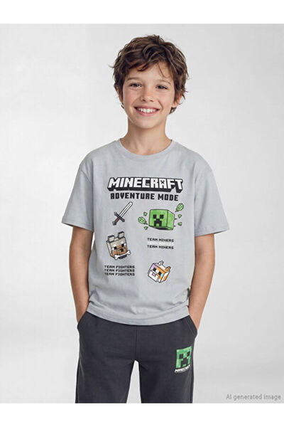 LC Waikiki RMZ GİYİM FARKIYLA Minecraft Baskılı Erkek Çocuk T-shirt