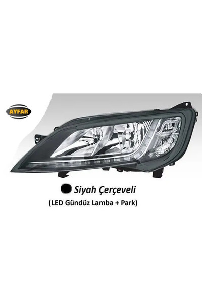 AYFAR Far motorlu sol - siyah çerçeveli led ballast dahil ducato maxı -p.boxe...