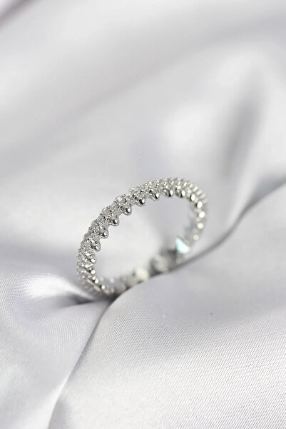 Marsilyan Nvdn- İetaks ™   Silver Color Row Zircon Stone Model Women's Ring I...