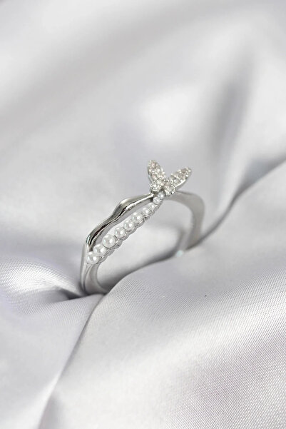 Marsilyan Nvdn- İetaks ™   Silver Color Tailed Butterfly Model Pearl Women's ...