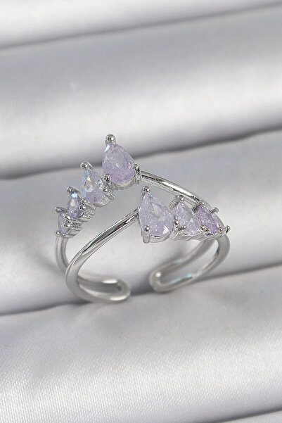 Marsilyan Nvdn- İetaks ™   Brass Silver Color Purple Drop Zircon Stone Crown ...