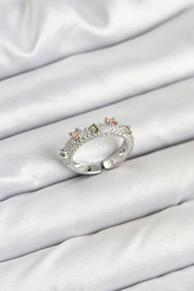 Marsilyan Nvdn- İetaks ™   Brass Silver Color Zircon Stone Vintage Women's Ri...