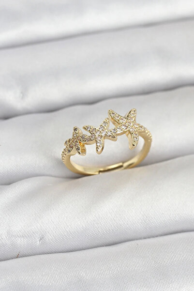 Marsilyan Nvdn- İetaks ™   Brass Star Model Gold Color Women's Ring Iegrs-Nvdn1