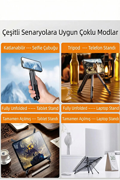 nelerbulurum Φορητό τρίποδο 4 σε 1 με μαγνητική βάση αλουμινίου για φορητό υπ...