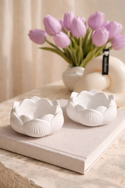 Liva Lotus Mumluk 2 li Dekoratif Mumluk Minimal Ev Dekoru