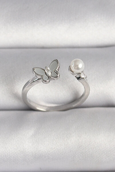 Marsilyan Nvdn- İetaks ™   Brass Silver Color Zircon Stone Detailed White Ena...
