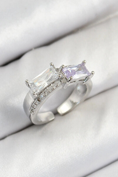 Marsilyan Nvdn- İetaks ™   Brass Zircon Stone Rectangular Model Silver Color ...