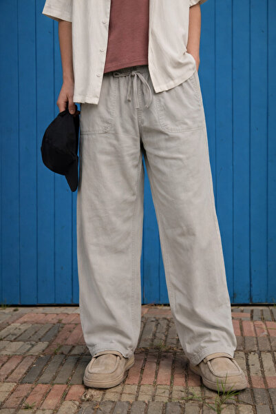 DAMGA JEANS Men's Trend Premium Loose Stone Linen Trousers