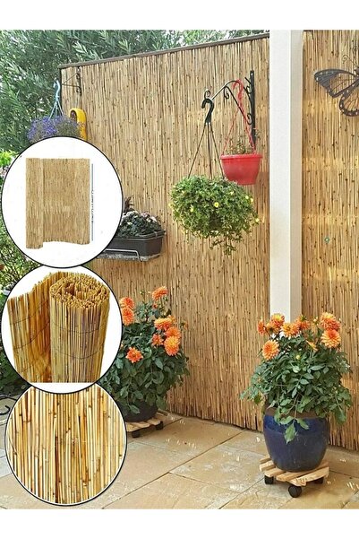 handanca Bambu Çit 1x5 m Kamış Çit Hasır Çit Bahçe Çiti Tel Çit Örtüsü Gölgel...