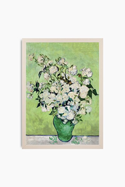 Raven Art Studio Vincent Van Gogh - Vase of Roses, 1890 Painting + Frame