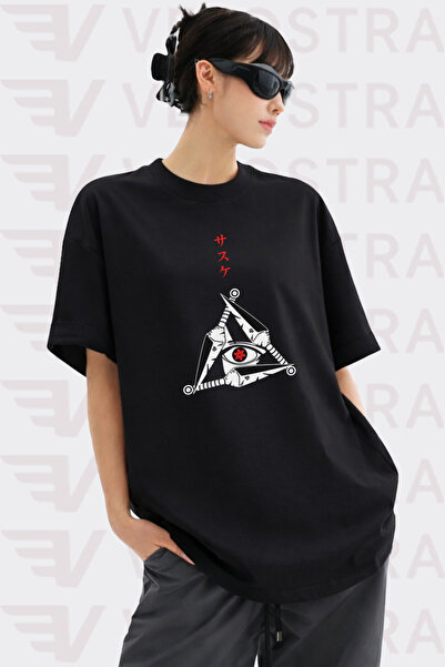 Velostra Tricou unisex din bumbac pieptănat, cu imprimeu Naruto Anime, cu des...