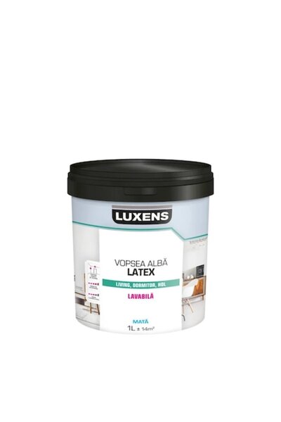 Luxens Vopsea lavabilă albă, latex, interior, 1 L, finisaj mat