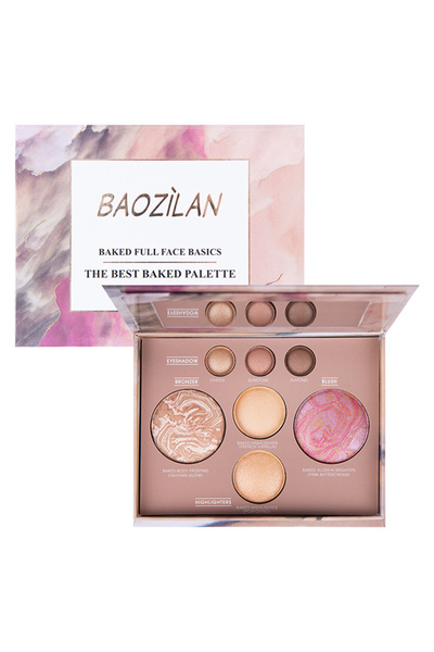 BAOZILAN باليت برونزي مخبوز، هايلايتر، أحمر خدود، باليت مكياج متكاملة للوجه، ...