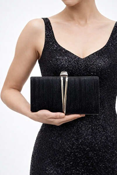 Akmanlar Ayakkabı Black Evening Dress Bag Shiny Evening Bag with Stones |   S...