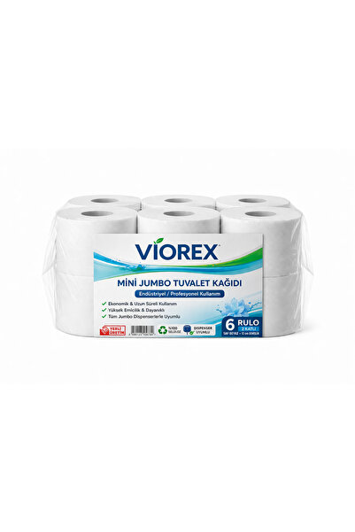 viorex Mini Jumbo Tuvalet Kağıdı 6 Rulo 2 Katlı Dispenser Uyumlu Endüstriyel ...