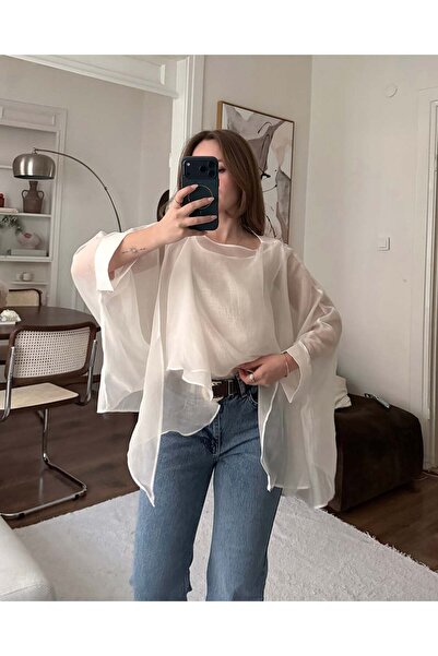 FERZOLAİO Bohemian White Chiffon Blouse