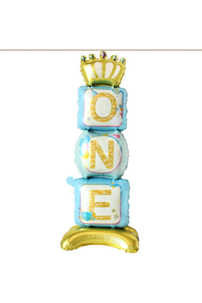 Adana Pasta Malzemeleri One Blue Foil Balloon with Stand 34 X 108 cm