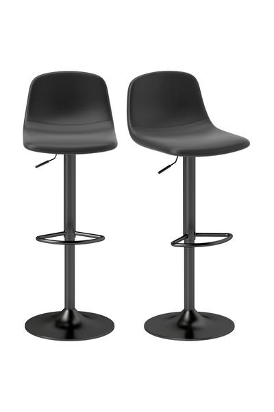 OEM Set of 2 bar chairs with backrest, faux leather/steel/foam, black, 40.5 x...