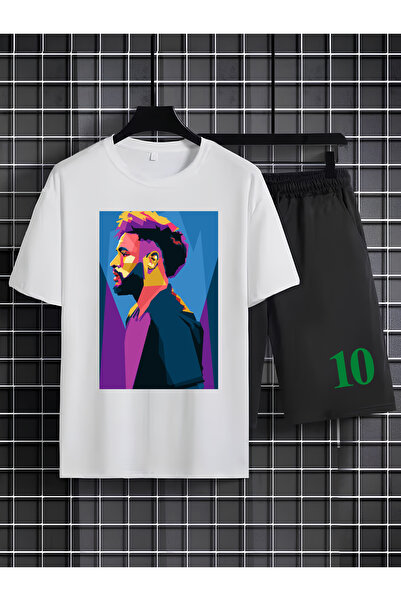 MAGORS NEYMAR BASKILI %100 PAMUKLU BİSİKLET YAKA ÇOCUK TSHIRT-ŞORT İKİLİ TAKIM