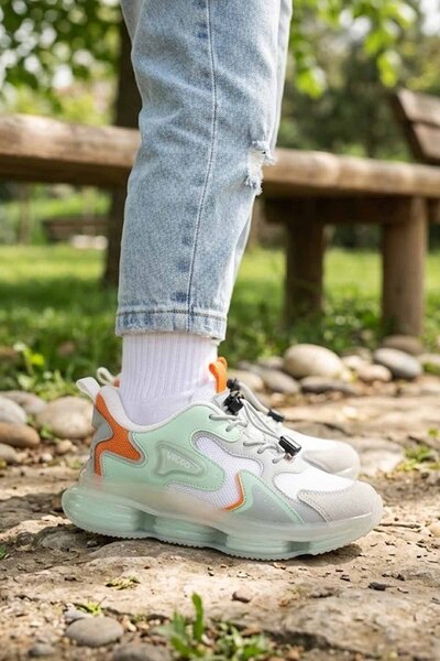 Vicco Girls'/Boys' Sports Shoes - Mint Green Orange, Transparent Balloon Sole...