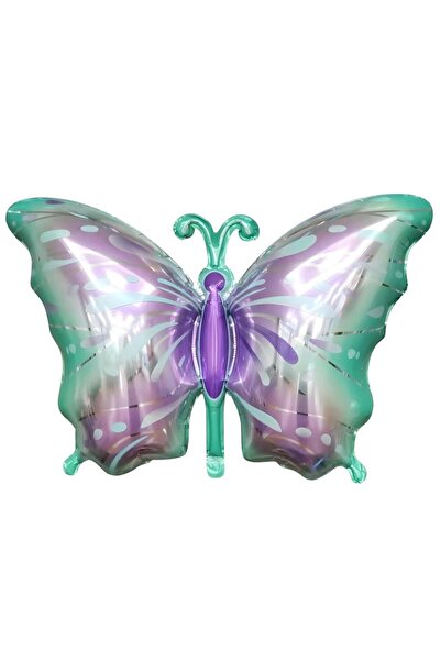 Adana Pasta Malzemeleri Large Purple Green Butterfly Foil Balloon 80X50 cm 8323