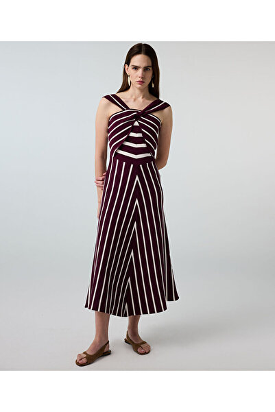 İpekyol Çizgili triko elbise