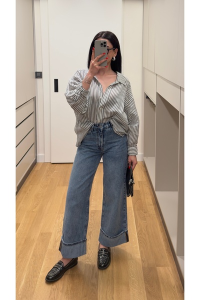 Paça Katlama Detaylı Jean