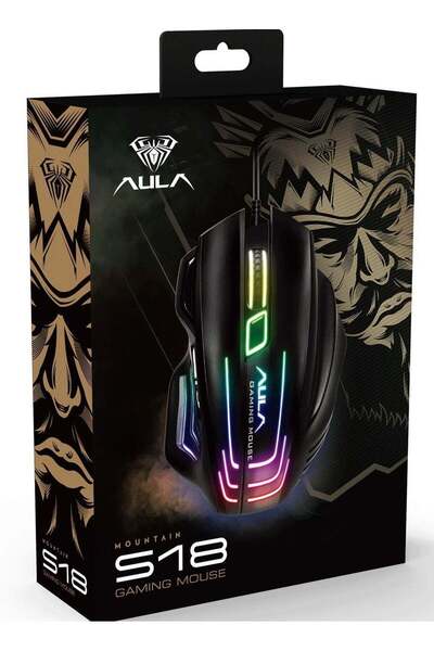 Aula S18 Wired Gaming Mouse – 7 Programmable Buttons, Adjustable 6400 DPI, Er...