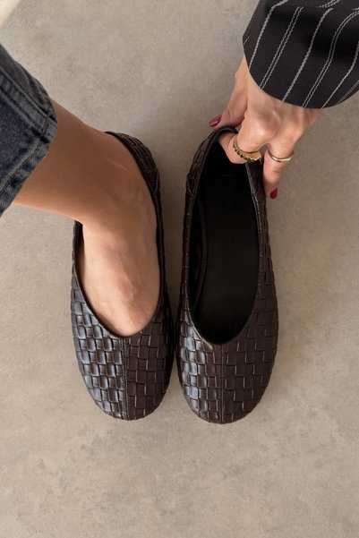 nope21shoess Luna Kahverengi Örme Babet