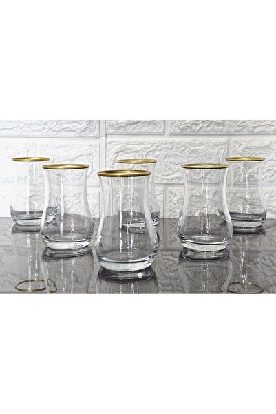 atabey home 6 Tea Cups - Eva Model Gold Painted 170 ml