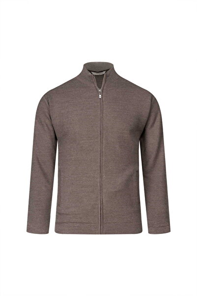 Hatemoğlu سترة صوفية من صوف المنك بقصة عادية وياقة نصفية مع جيوب