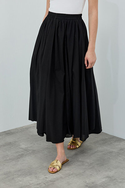 Merwishop Elastic Waist Voile Skirt 1689 Black