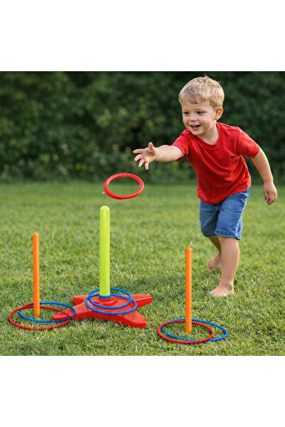 Alcoach Three Sticks and One Base Ring Toss Games with Eight Plastic Rings fo...