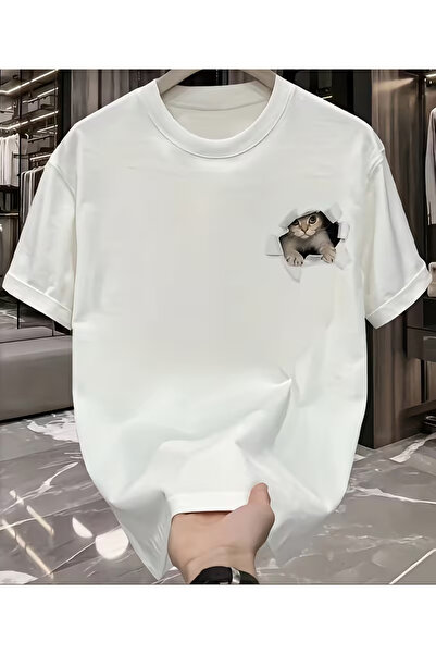 NOURAM Oversize Trendy Brand Printed Heavy T-shirt Men's Pure Cotton Short-sl...