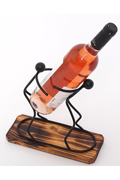 OEM Glass holder, Twins, made of treated fir wood and iron elements, black, 2...