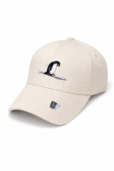 ZERAMİNE Beige Unisex Penguin Embroidered Hat Baseball Cap