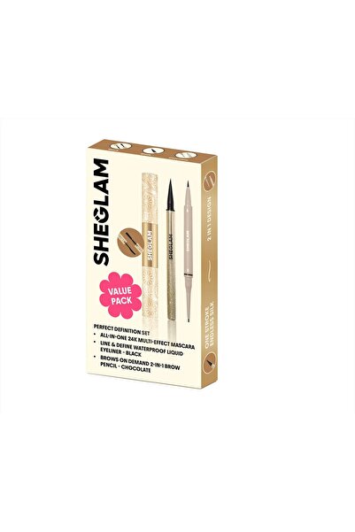 SHEGLAM Eye Essentials Trio – Mascara, Eyeliner & Brow Pencil-Value Pack