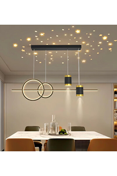 Fikpoo Modern Led Pendant Light for Kitchen Island Linear Black Chandelier fo...