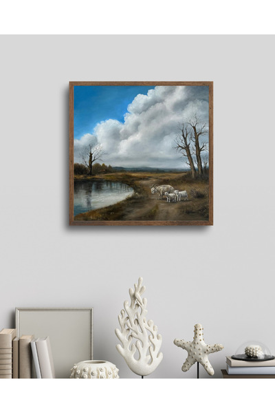 Galeri Mavi Doğa - El Yapımı Yağlı Boya Tablo – | 40x40 cm Özgün İmzalı Sanat...