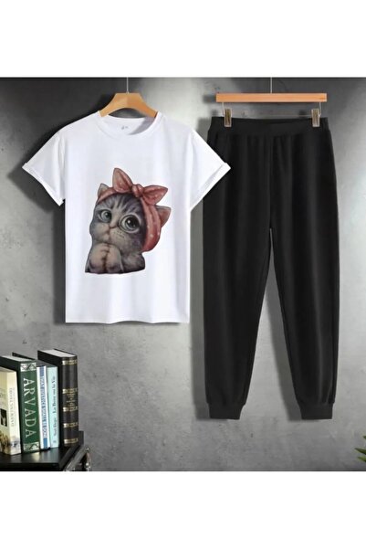 Gollinger Unisex Παιδικό Σετ Φόρμας με Στάμπα Γάτας - Σετ Φόρμας Jogger με Μπ...
