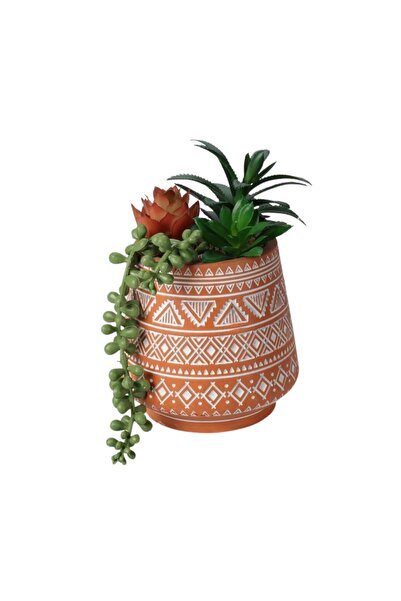 Koopman Plantă suculentă artificială mixtă de 15 cm în ghiveci ceramic din te...