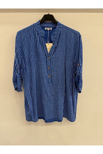 della moor Γυναικεία μπλούζα Saks μπλε ιταλικής γραμμής με μοντέρνο γιακά και...