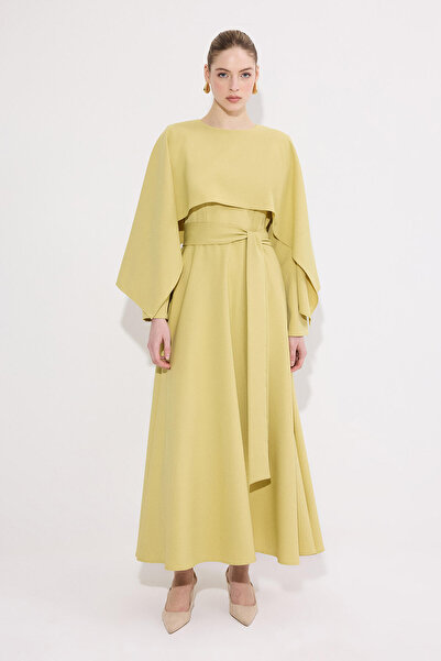 Touché Privé Belted Cape Dress