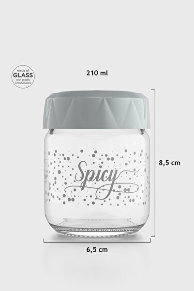 Renga Lexa 210 ml Spicy Patterned Glass Spice Jar 162011 Gray