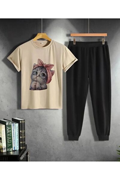 Gollinger Unisex Παιδικό Σετ Φόρμας με Στάμπα Γάτας - Σετ Φόρμας Jogger με Μπ...