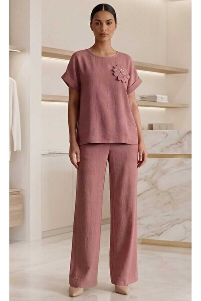 ihaoo Elegant fuchsia women's outfit with decorative flower