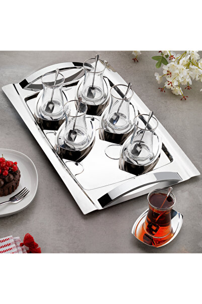 Schafer Allure Çelik Çay Seti 19 Parça-Gümüş