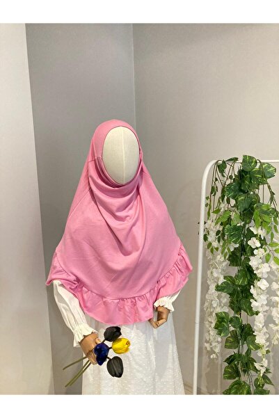 UHDE STORE حجاب عملي للفتيات، مصنوع من القطن الجاهز للارتداء، مريح ومزين بكشكشة.