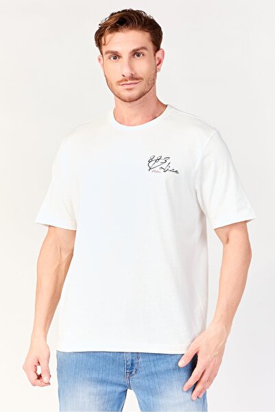 883 Police Men Crew Neck Short Sleeve Brand Logo T-Shirts, White