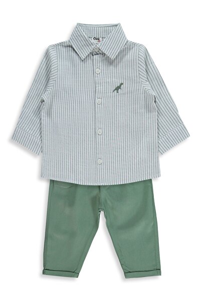 Civil Baby Erkek Bebek Dinozor Nakışlı 6-18 Ay Takım - Haki